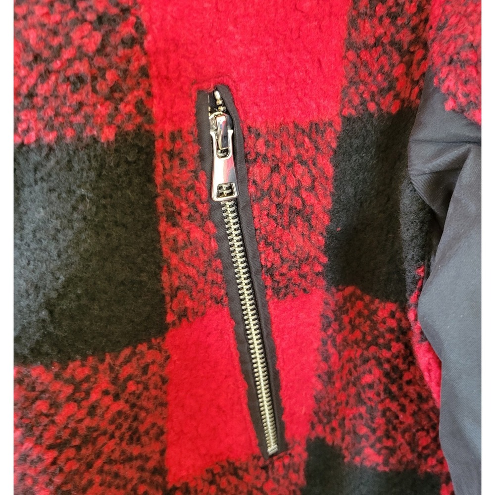 APT.9 Coat Size XL Red Black Plaid Winter Heavy Hooded Faux Fur Trim Mid‎ Length - Picture 7 of 13
